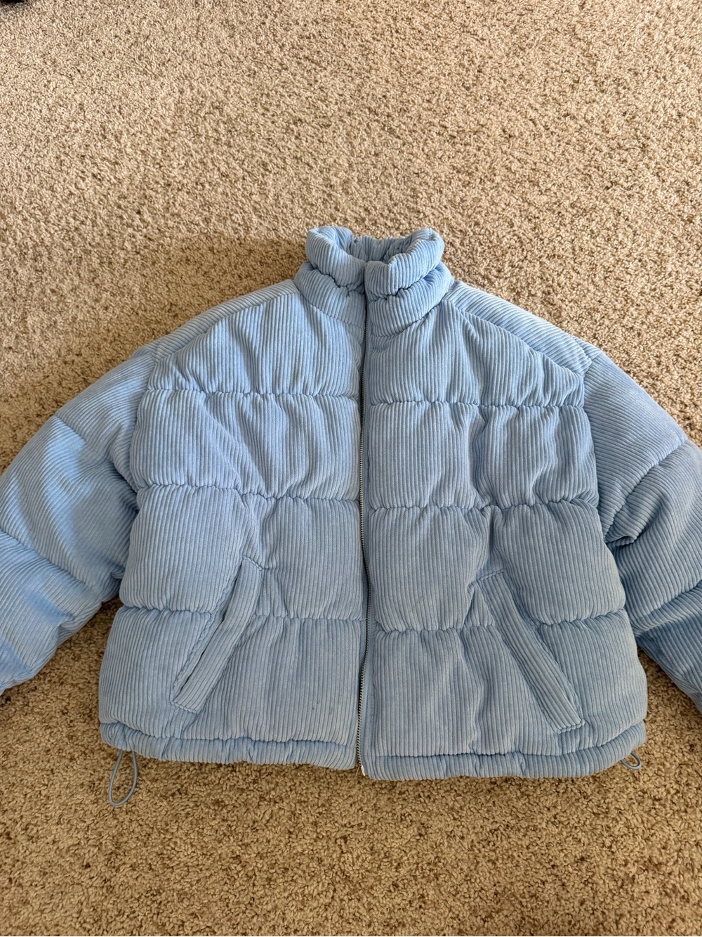Hollister Light Blue Corduroy Puffer Jacket